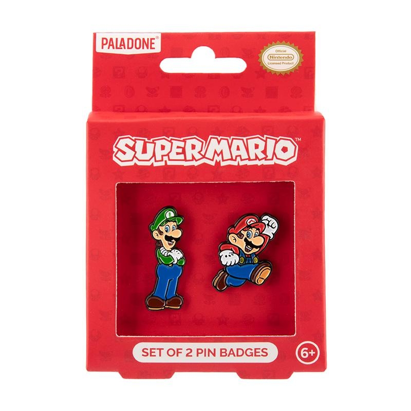 Super Mario Set of 2 Enamel Pin Badges: Mario & Luigi