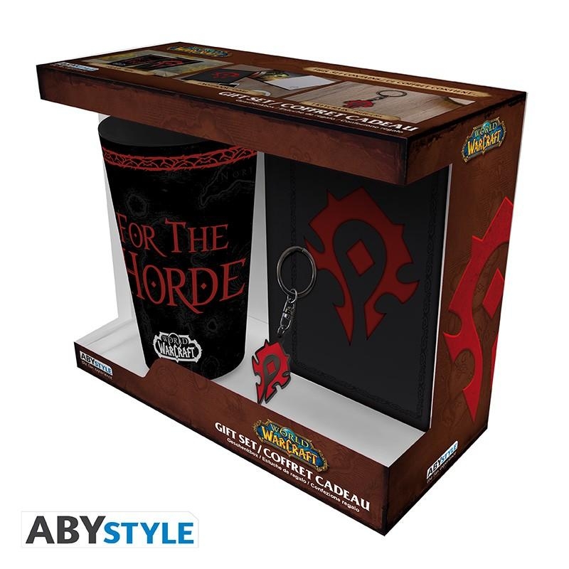 World of Warcraft gift set: XXL glass, keychain, notebook "Horde"