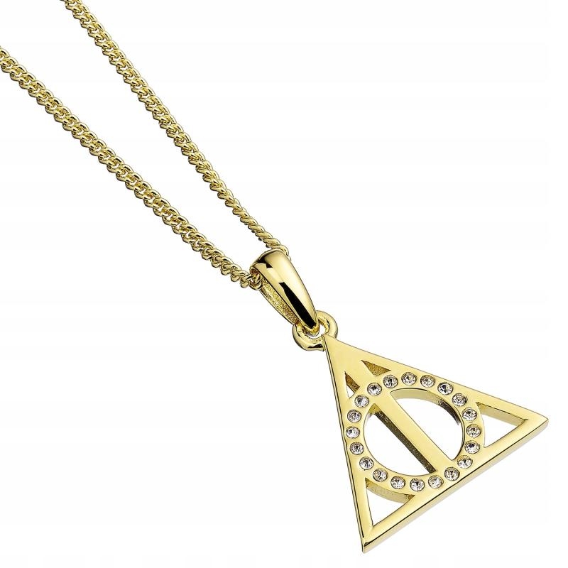 Harry Potter Deathly Hallows Sterling Silver Gold Plated Necklace with Crystals