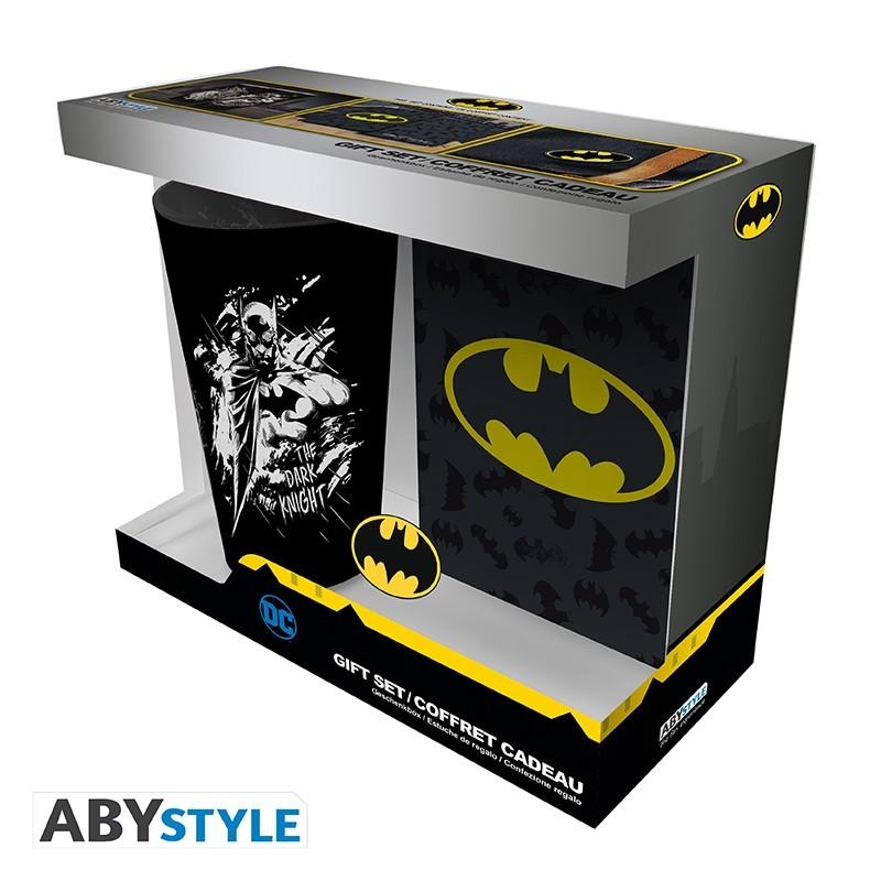 DC COMICS Batman gift set: XXL glass, pin, A6 pocket notebook