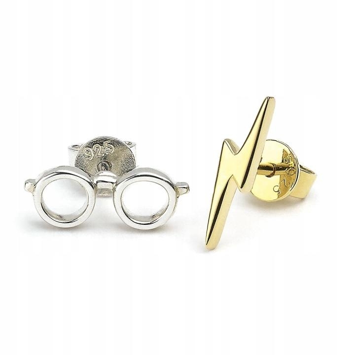 Harry Potter Sterling Silver Lightning Bolt and glasses stud earrings