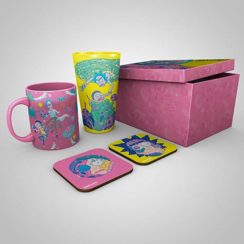 Rick & Morty gift set: xxl glass, mug, 2 x coasters