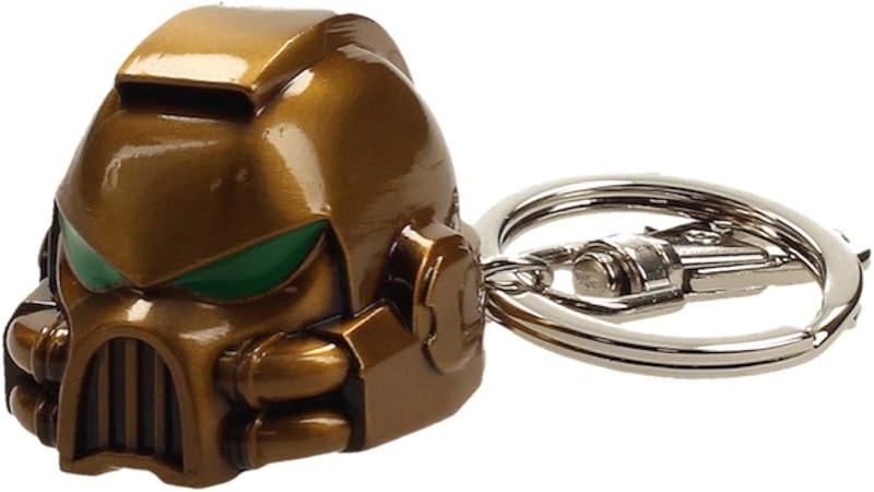 Warhammer 40K Metal Keychain Space Marine MKVII Helmet Gold
