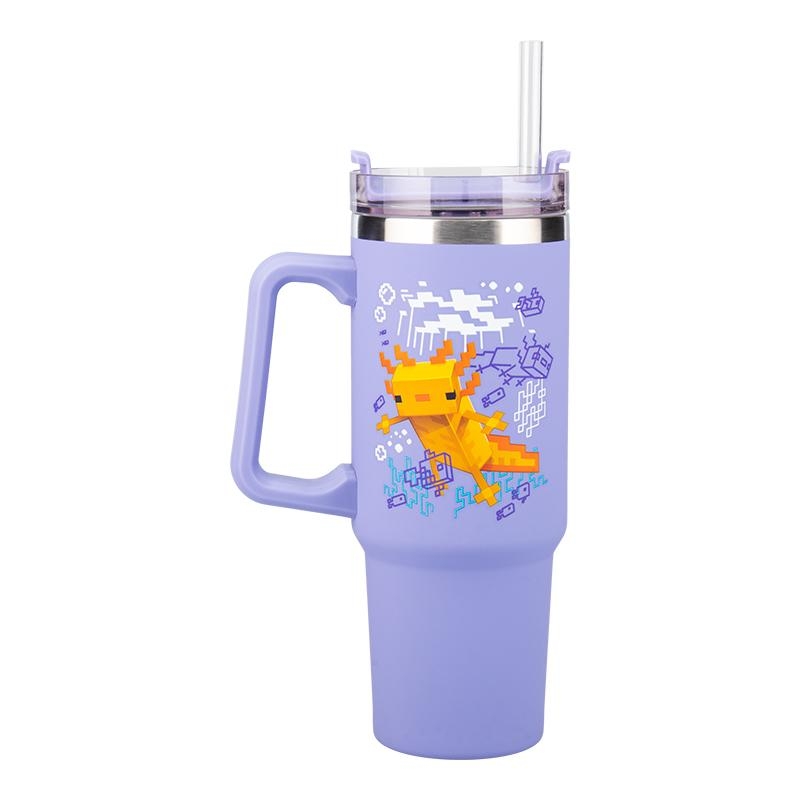 Minecraft insulated cup and straw (900 ml) - purple