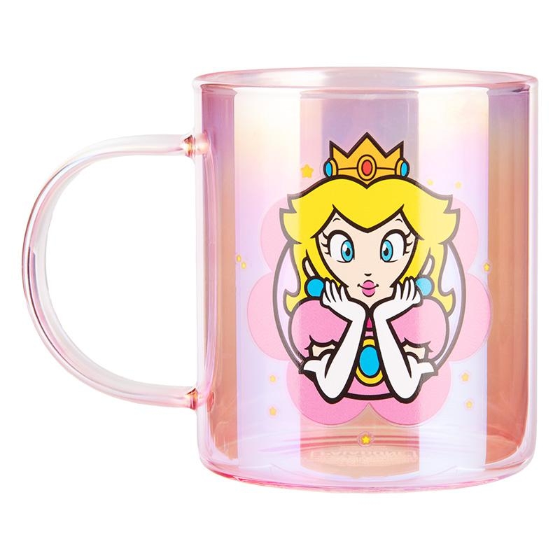 Super Mario Princess Peach Iridescent Glass Mug