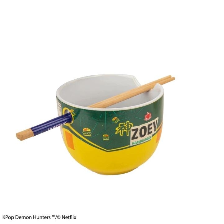 K-POP Demon Hunters ramen bowl with Chopsticks - Zoey Hamburger