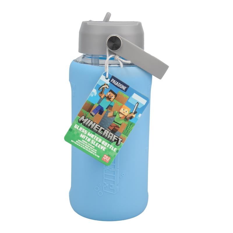 Minecraft Glass Water Bottle with Sleeve (800 ml)