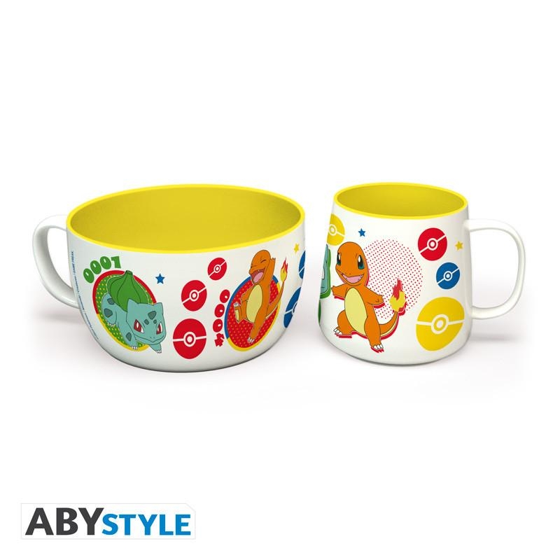 POKEMON breakfast set: mug + bowl - Pikachu & Kanto Starters