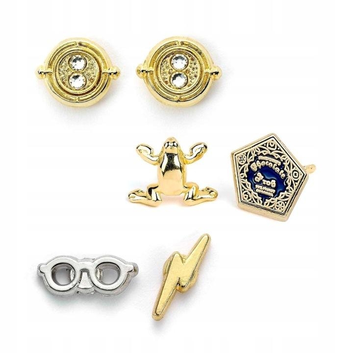 Harry Potter Stud Earring Set including: Time Turners, Chocolate Frogs, Glasses with Lightning Bolt