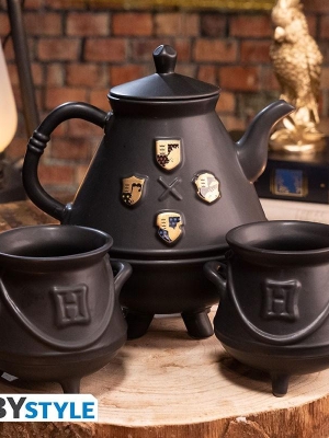 HARRY POTTER - Teapot with Hogwarts cauldrons set