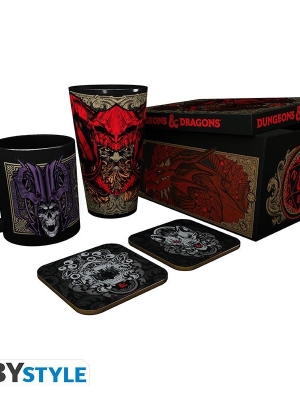 DUNGEONS & DRAGONS gift set: xxl glass, mug, 2 x coasters
