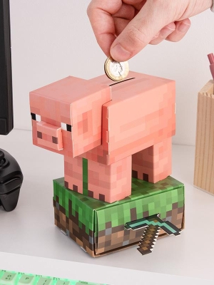 Minecraft Pig Build Your Own Money Box Kit
