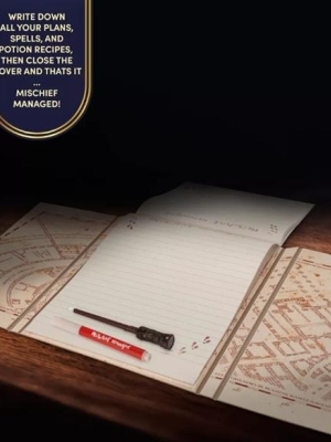 Harry Potter Mischief Managed Diary with Invisible Ink Pen and UV Light-Up Wand