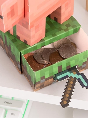 Minecraft Pig Build Your Own Money Box Kit