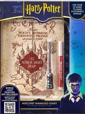 Harry Potter Mischief Managed Diary with Invisible Ink Pen and UV Light-Up Wand