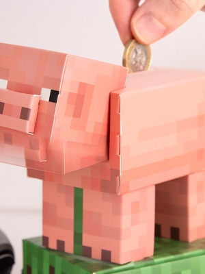 Minecraft Pig Build Your Own Money Box Kit