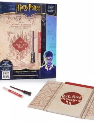 Harry Potter Mischief Managed Diary with Invisible Ink Pen and UV Light-Up Wand