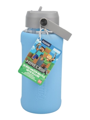 Minecraft Glass Water Bottle with Sleeve (800 ml)