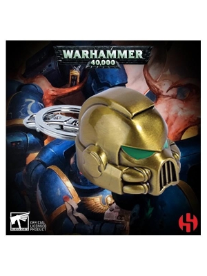 Warhammer 40K Metal Keychain Space Marine MKVII Helmet Gold