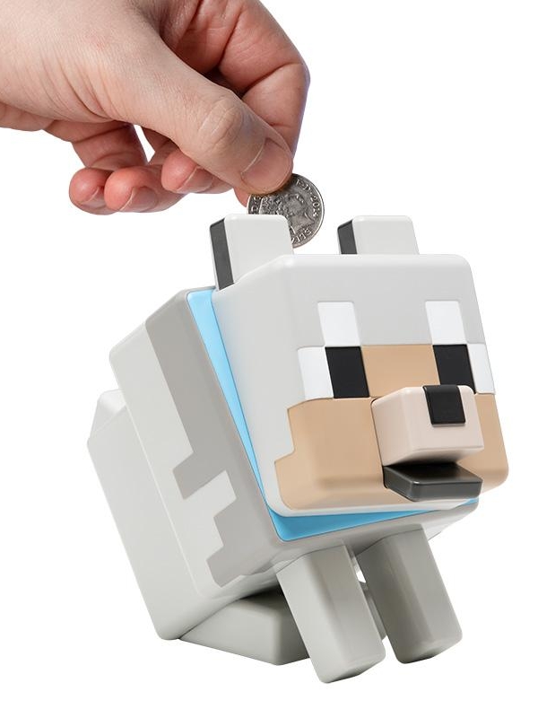 Minecraft Wolf Shaped Money Box (high: 14,3 cm)
