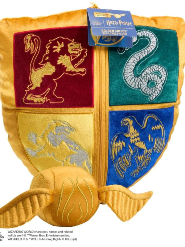 zestaw pluszaków Harry Potter: poduszka herb Hogwartu oraz Złoty Znicz