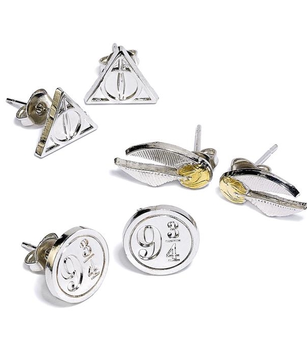 Harry Potter Stud Earring Sets (Golden Snitch, Deathly Hallows, Platform 9 3/4)
