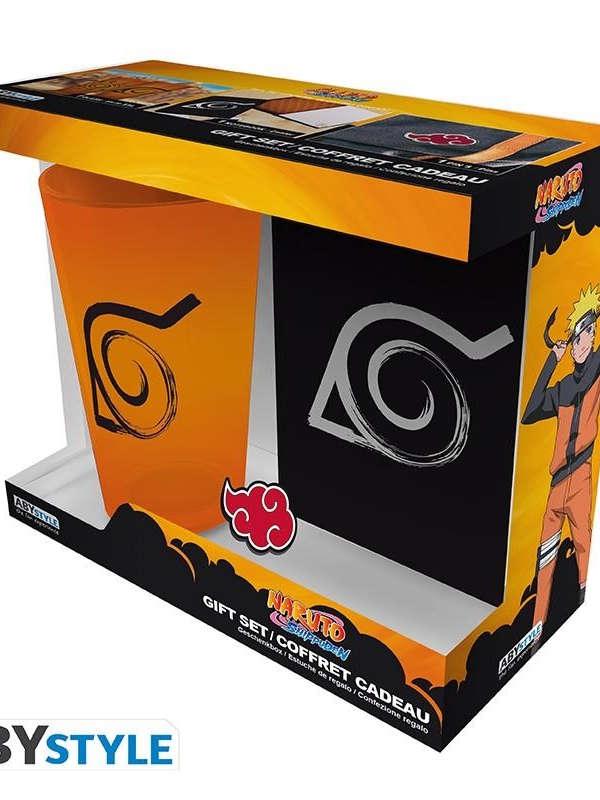 NARUTO SHIPPUDEN gift set: XXL glass, pin, pocket notebook - Konoha