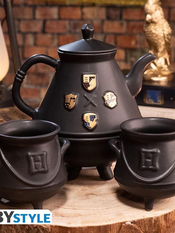 HARRY POTTER - Teapot with Hogwarts cauldrons set