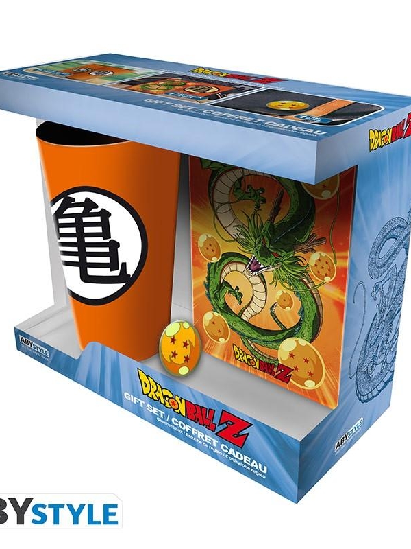 DRAGON BALL gift set: XXL glass, pin, A6 pocket notebook