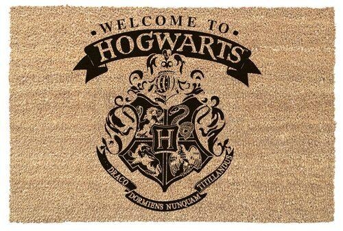 HARRY POTTER (WELCOME TO HOGWARTS) BLACK DOOR MAT (60 x 40 cm - beige)