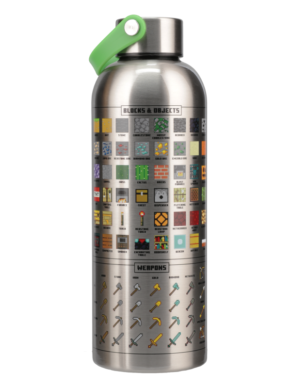 Minecraft Metal Water Bottle with Carry Loop