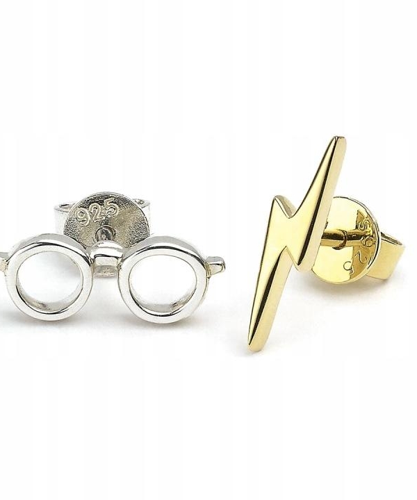 Harry Potter Sterling Silver Lightning Bolt and glasses stud earrings