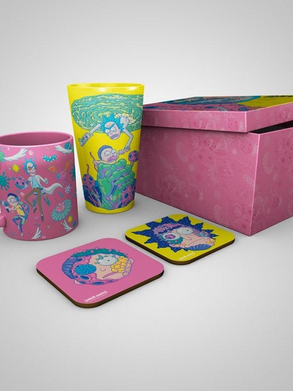 Rick & Morty gift set: xxl glass, mug, 2 x coasters