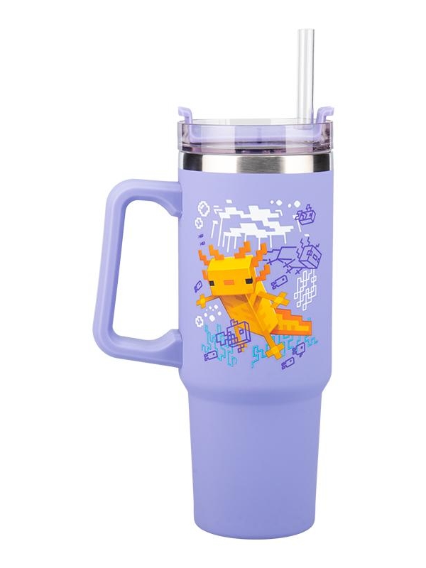 Minecraft insulated cup and straw (900 ml) - purple