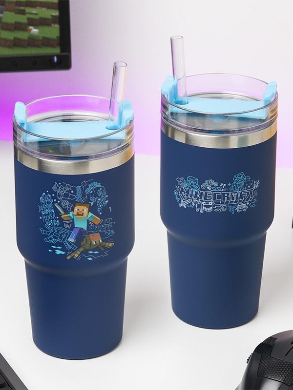 Minecraft Gamer insulated cup and straw (600 ml)