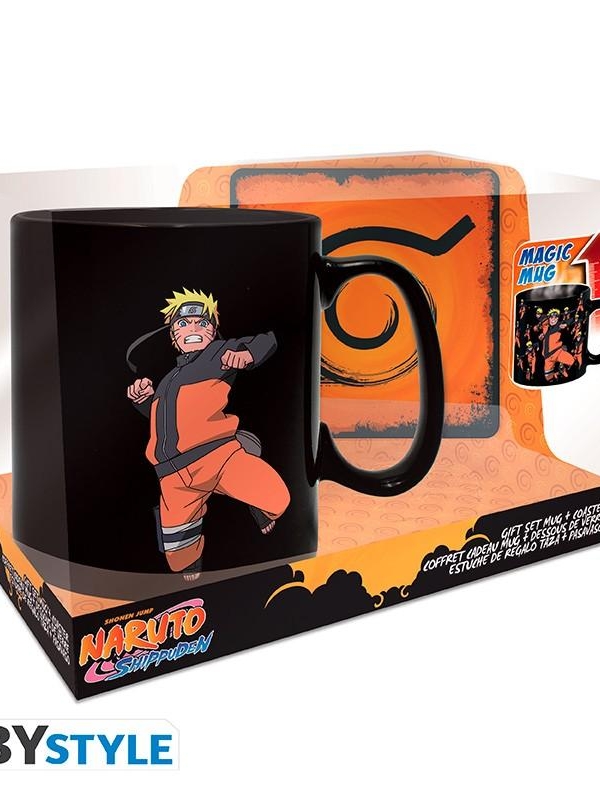 NARUTO SHIPPUDEN gift set: heat change mug (460 ml) + coaster
