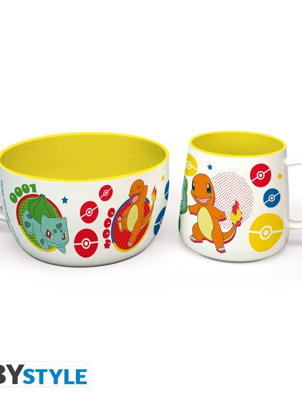 POKEMON breakfast set: mug + bowl - Pikachu & Kanto Starters