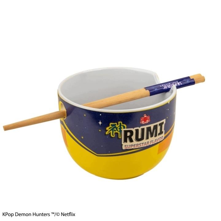 K-POP Demon Hunters ramen bowl with Chopsticks - Rumi Superstar Flavor