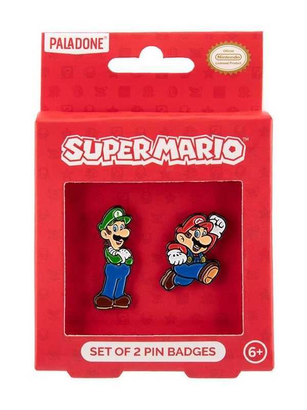 Super Mario Set of 2 Enamel Pin Badges: Mario & Luigi