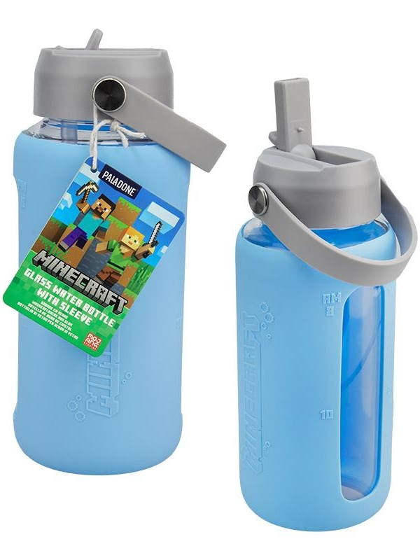 Minecraft Glass Water Bottle with Sleeve (800 ml)