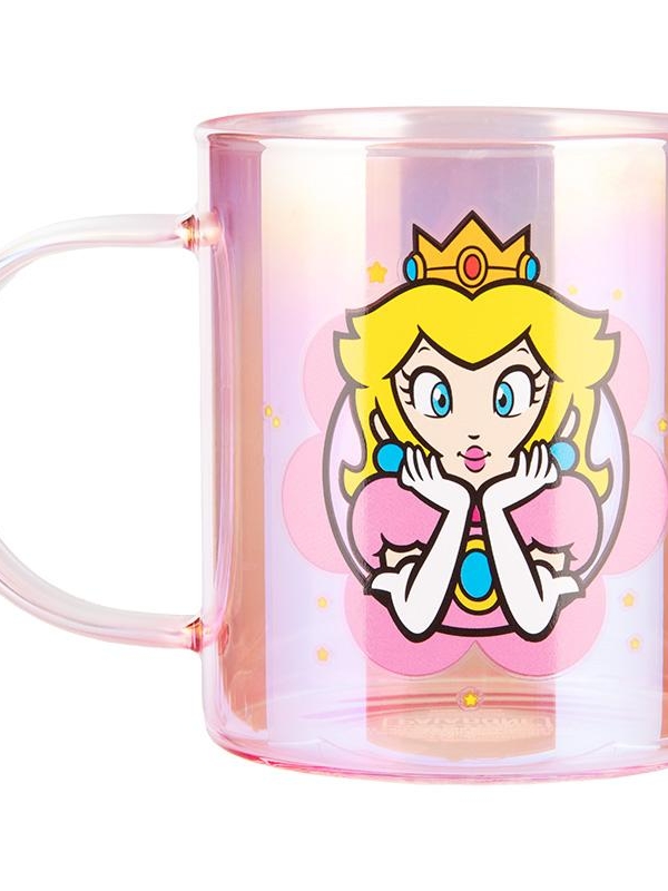 Super Mario Princess Peach Iridescent Glass Mug