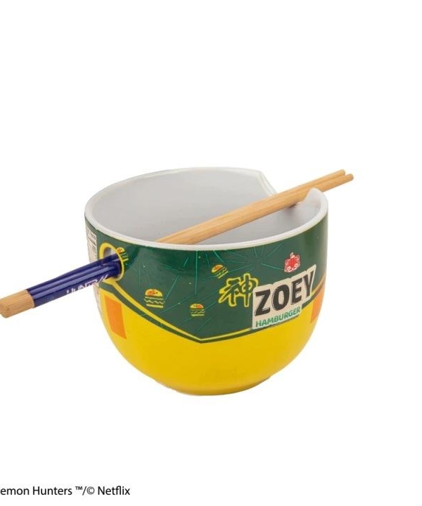 K-POP Demon Hunters ramen bowl with Chopsticks - Zoey Hamburger