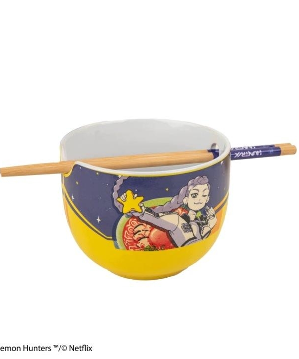 K-POP Demon Hunters ramen bowl with Chopsticks - Rumi Superstar Flavor